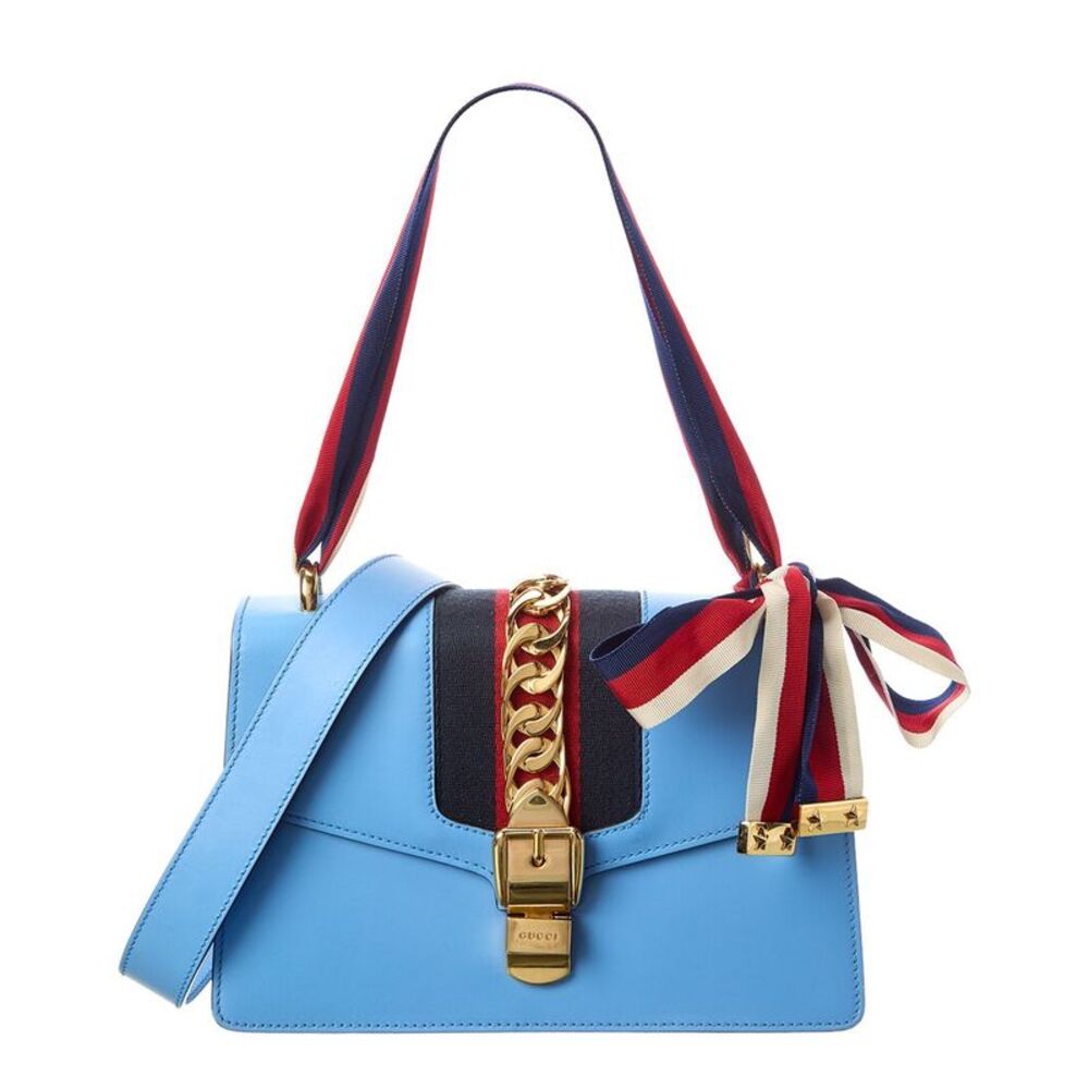 Gucci Blue Calf Leather Sylvie Shoulder Bag (Authentic Pre-Loved)
